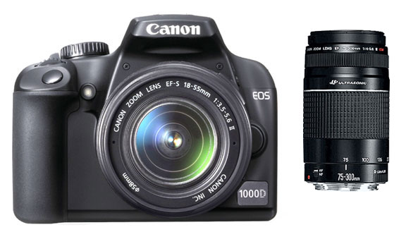 Canon EOS 1000D + 2 Obj. Canon : EF-S 18 - 55 mm f/3.5 - 5.6 II + EF 75 - 300 mm f/4.0 - 5.6 III État correct - Canon reconditionné disponible sur Fnac