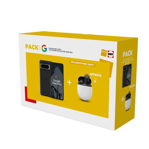 Pack Smartphone Google Pixel 8 Pro 6,7"" 5G Double nano SIM 128 Go Noir Volcanique + Ecouteurs Pixel Buds Pro Noir État correct - Google reconditionné disponible sur Fnac