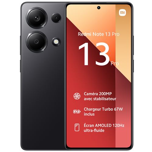 Smartphone Xiaomi Redmi Note 13 Pro 6.67"" Double SIM 256 Go Noir État correct - Xiaomi reconditionné disponible sur Fnac