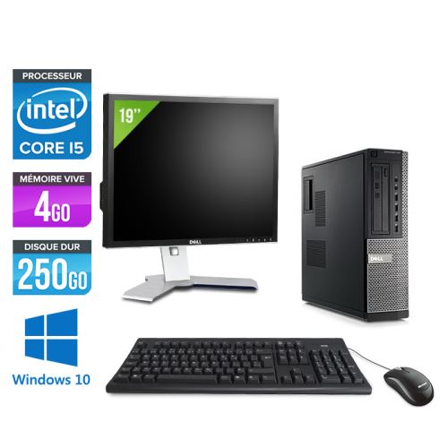 Pc Dell Optiplex 790 Desktop + Ecran 19'' - Noir - Intel Core i5-2400 / 3,10 GHz - RAM 4 Go - HDD 250 Go - DVD - Gigabit Ethernet - Windows 10 Professionnel État correct - Dell reconditionné disponible sur Fnac