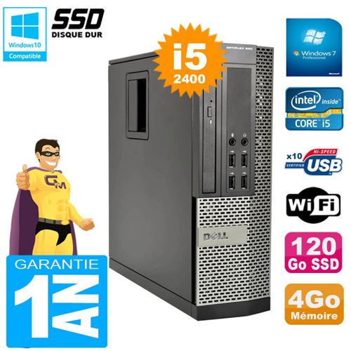 Pc dell 990 sff core i5-2400 ram 4go disque 120go ssd graveur dvd wifi w7 État correct - Dell reconditionné disponible sur Fnac