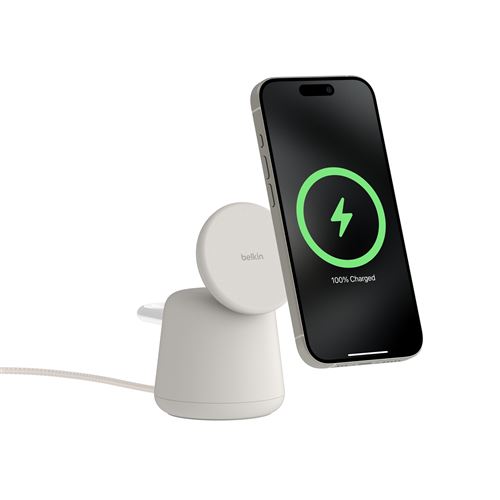 Station de recharge sans fil et aimanté Belkin BoostCharge Pro 2-in-1 avec Qi2 15 W Sable État correct - Belkin reconditionné disponible sur Fnac