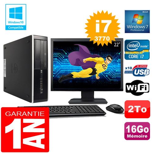 Pc hp compaq 8300 sff core i7-3770 ram 16go disque 2 to wifi w7 ecran 22' État correct - Hewlett-Packard reconditionné disponible sur Fnac