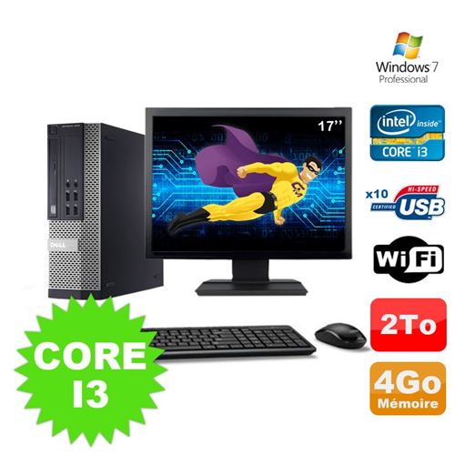 Pc dell optiplex 990 sff i3-2120 3.3ghz 4go 2000go dvd wifi w7 ecran 17' État correct - Dell reconditionné disponible sur Fnac