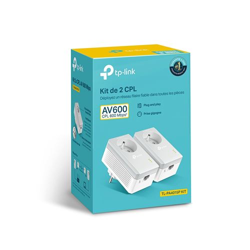 Pack de 2 Mini Adaptateurs CPL TP-LINK TL-PA4015P KIT 600MBPS avec prise intégrée État correct - TP-Link reconditionné disponible sur Fnac