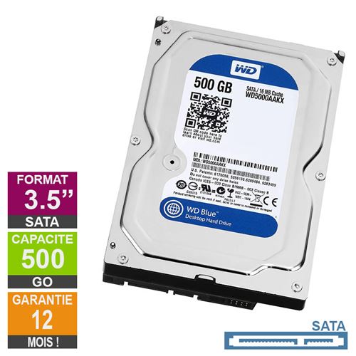Acheter Disque Dur 500Go SATA 3.5 Western Digital Blue WD5000AAKX-75U6AA0 25mm 7200rpm 16Mo État correct - 23,75 € Disque Dur 500Go SATA 3.5 Western Digital Blue WD5000AAKX-75U6AA0 25mm 7200rpm 16Mo État correct - Western Digital reconditionné disponible sur Fnac