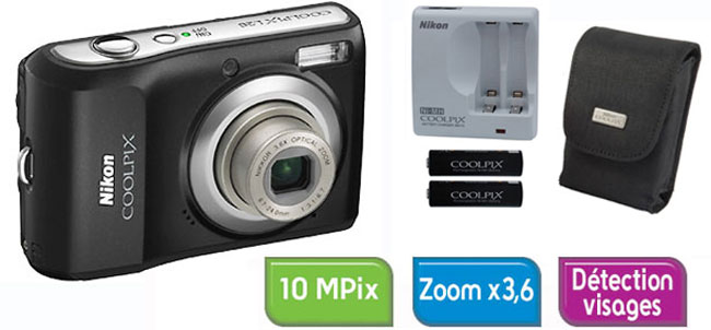 Nikon CoolPix L20 Noir + Coolkit II État correct - Nikon reconditionné disponible sur Fnac