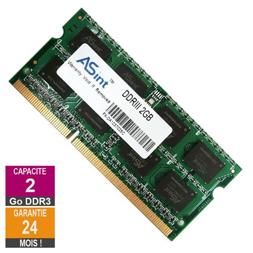 Barrette Mémoire 2Go RAM DDR3 ASint SSZ3128M8-EDJEF SO-DIMM PC3-10600 1333MHz 2Rx8 État correct - N/A reconditionné disponible sur Fnac