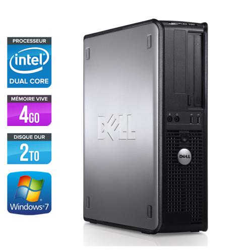 Ordinateur Dell Optiplex 780 Desktop - Gris - Intel Core Duo E5300 / 2.60 GHz - RAM 4 Go - HDD 2 To - DVDRW - Gigabit Ethernet - Windows 7 Professionnel État correct - Dell reconditionné disponible sur Fnac