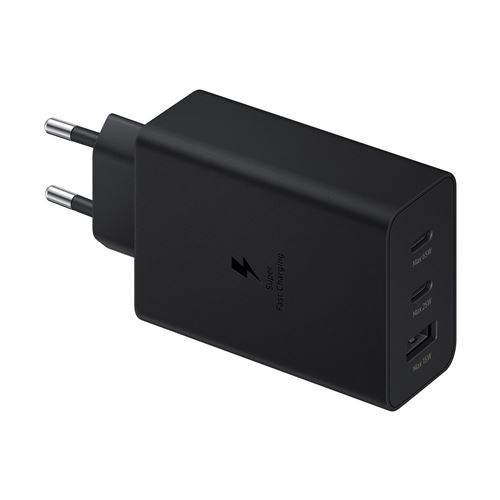 Adapteur secteur ultra rapide universel Samsung Trio avec 2 USB-C et 1 USB-A 65 W Noir État correct - Samsung reconditionné disponible sur Fnac