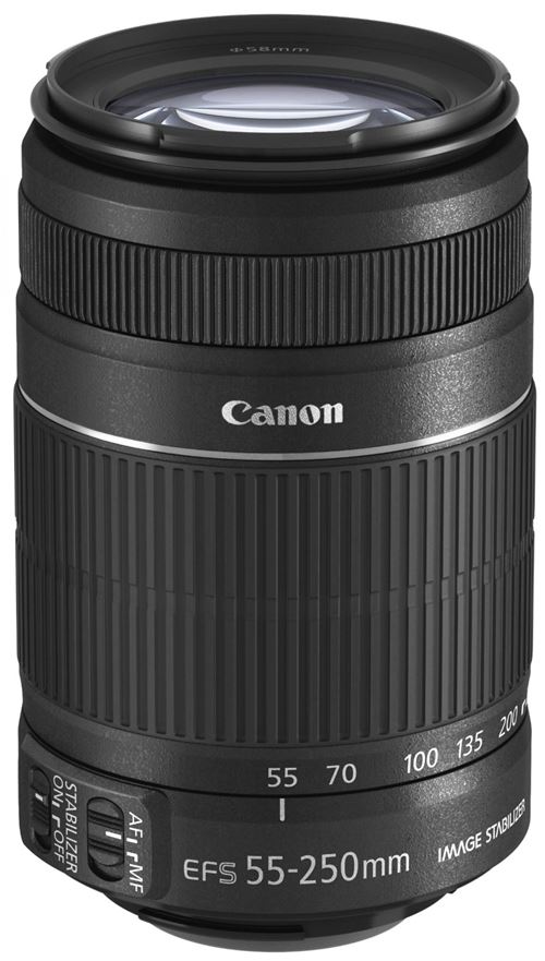 Acheter Objectif Canon EF-S 55-250 mm f/4-5.6 IS STM Noir État correct - 265,00 € Objectif Canon EF-S 55-250 mm f/4-5.6 IS STM Noir État correct - Canon reconditionné disponible sur Fnac