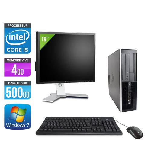 Ordinateur HP Elite 8100 SFF + Ecran 19'' - Noir - Intel Core i5-650 / 3.2 GHz - RAM 4 Go - HDD 500 Go - DVDRW - Gigabit Ethernet - Windows 7 Professionnel État correct - Hewlett-Packard reconditionné disponible sur Fnac