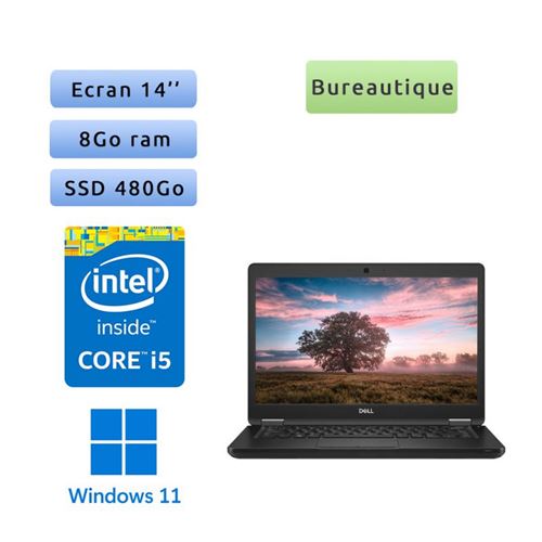 Dell Latitude 5490 - Windows 11 - i5 8Go 480Go SSD - 14 - Webcam - Ordinateur Portable PC Noir État correct - N/A reconditionné disponible sur Fnac