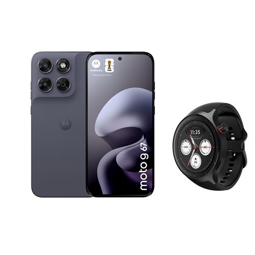 Pack Smartphone Motorola G67 6,78"" 5G Double SIM 256 Go Gris Arctic Seal + Watch Noir État correct - Motorola reconditionné disponible sur Fnac