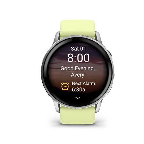 Montre connectée Garmin Venu 4 45 mm Gris et Argent avec bracelet silicone Jaune citron État correct - Garmin reconditionné disponible sur Fnac