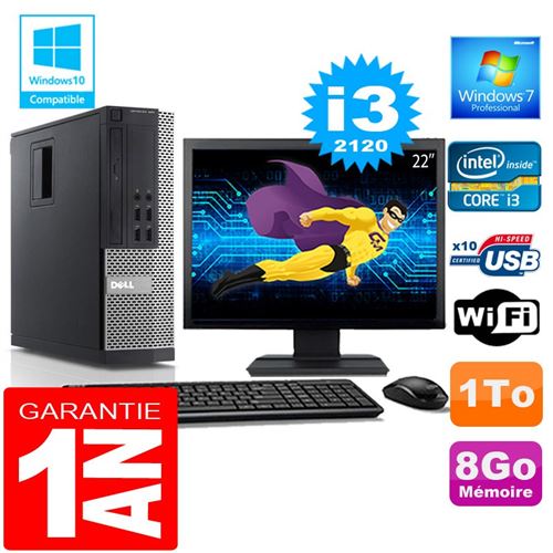 Pc dell 990 sff core i3-2120 ram 8go disque 1 to wifi w7 ecran 22' État correct - Dell reconditionné disponible sur Fnac