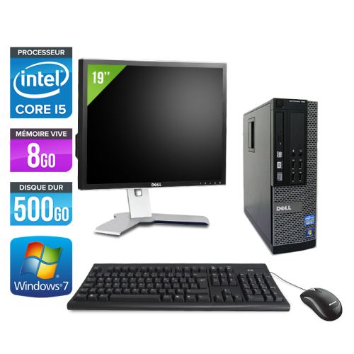 Ordinateur Dell Optiplex 790 SFF + Ecran 19'' - Noir - Intel Core i5-2400 / 3.10 GHz - RAM 8 Go - HDD 500 Go - DVD - Gigabit Ethernet - Windows 7 Professionnel État correct - Dell reconditionné disponible sur Fnac