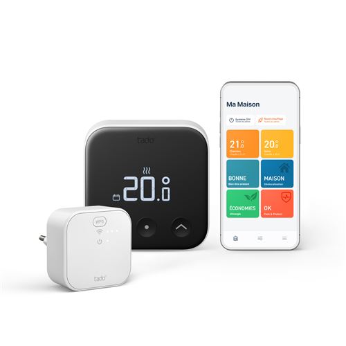 Kit de démarrage thermostat connecté et intelligente filaire Tado X Noir et Blanc État correct - Tado° reconditionné disponible sur Fnac