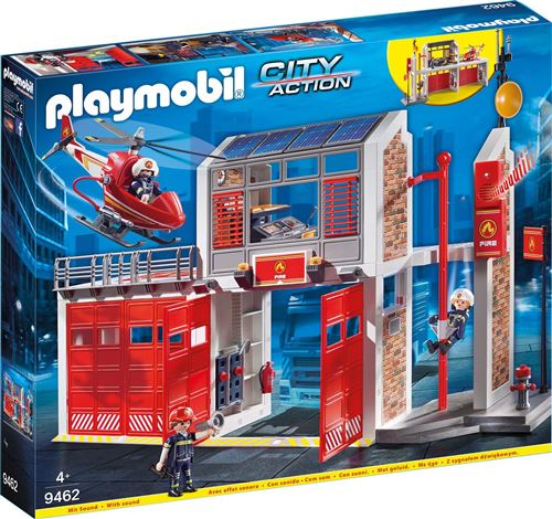 Playmobil City Action 9462 Caserne de pompiers avec hélicoptère État correct - Playmobil reconditionné disponible sur Fnac
