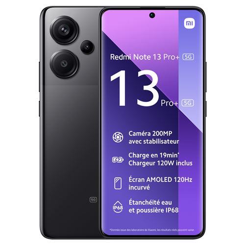 Smartphone Xiaomi Redmi Note 13 Pro+ 5G 6.67"" Double SIM 512Go Noir État correct - Xiaomi reconditionné disponible sur Fnac