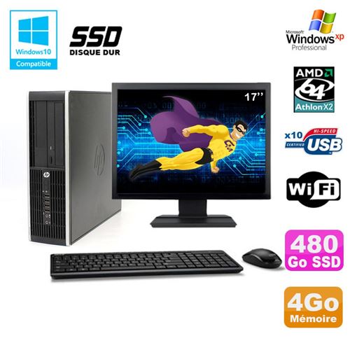Pc hp compaq 6005 pro sff amd 3ghz 4go 480go ssd graveur wifi win xp 17' État correct - Hewlett-Packard reconditionné disponible sur Fnac