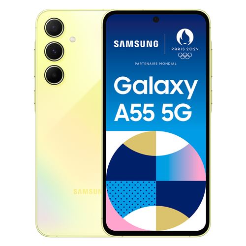 Smartphone Samsung Galaxy A55 6,6"" 5G Nano SIM 256 Go Lime État correct - Samsung reconditionné disponible sur Fnac