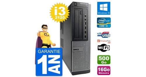 Pc dell 7010 dt intel core i3-2120 ram 16go disque dur 500go windows 10 wifi État correct - N/A reconditionné disponible sur Fnac