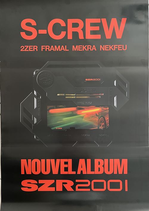 Affiche de concert originale - S-CREW - 2Zer / NEKFEU / Mecra - FRAMAL - 70x100cm État correct - N/A reconditionné disponible sur Fnac