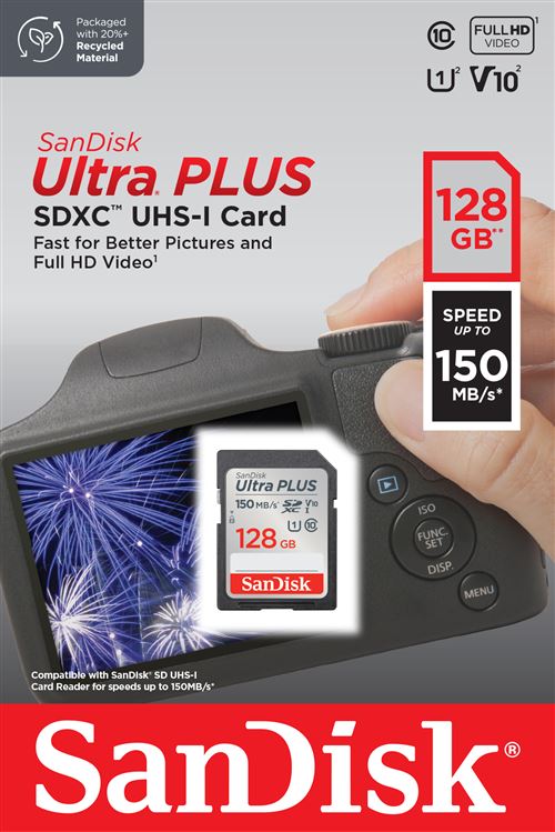 Acheter Carte mémoire SD SanDisk Ultra Plus 128GB SDXC 150MB/s Rouge et Gris État correct - 41,99 € Carte mémoire SD SanDisk Ultra Plus 128GB SDXC 150MB/s Rouge et Gris État correct - SanDisk reconditionné disponible sur Fnac