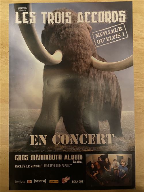 Acheter Les Trois Accords - En concert - Gros Mammouth - 40x60cm - Affiche État correct - 13,99 € Les Trois Accords - En concert - Gros Mammouth - 40x60cm - Affiche État correct - N/A reconditionné disponible sur Fnac