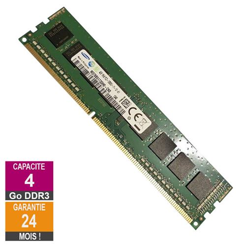 Barrette Mémoire 4Go RAM DDR3 Samsung M378B5173QH0-CK0 DIMM PC3-12800U État correct - Samsung reconditionné disponible sur Fnac