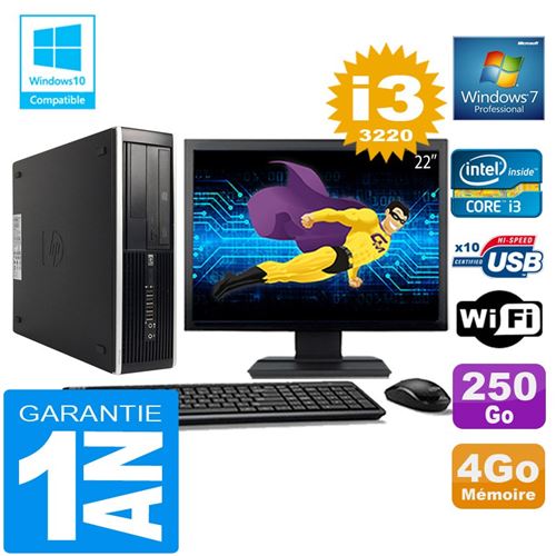 Pc hp compaq 8300 sff core i3-3220 ram 4go disque 250 go wifi w7 ecran 22' État correct - Hewlett-Packard reconditionné disponible sur Fnac