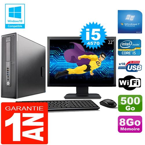 Pc hp elitedesk 800 g1 sff core i5-4570 8go disque 500 go wifi w7 ecran 22' État correct - Hewlett-Packard reconditionné disponible sur Fnac