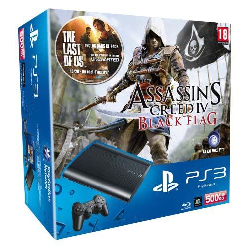 Console PS3 Ultra Slim 500 Go Sony Playstation 3 + Assassin's Creed IV Black Flag + Last Of Us État correct - Sony reconditionné disponible sur Fnac