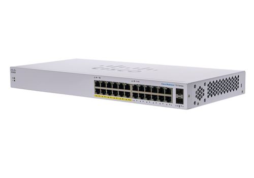 Cisco Business 110 Series 110-24PP - Commutateur - non géré - 12 x 10/100/1000 (PoE) + 12 x 10/100/1000 + 2 x SFP Gigabit combiné - Montable sur rack, de bureau, fixation murale - PoE (100 W) État correct - N/A reconditionné disponible sur Fnac