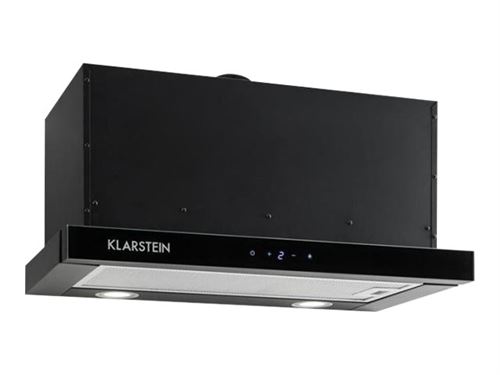 Klarstein - Hotte - Téléscopique - largeur : 60 cm - profondeur : 48.5 cm - extraction et recirculation (avec kit de recirculation supplémentaire) - noir État correct - Klarstein reconditionné disponible sur Fnac