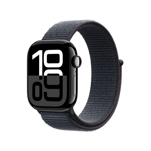 Apple Watch Series 10 GPS + Cellular 42mm Boîtier en Aluminium Noir de Jais avec Boucle Sport Encre Violette État correct - Apple reconditionné disponible sur Fnac