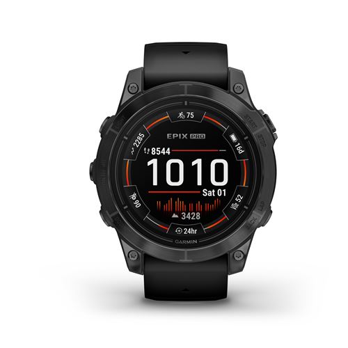 Montre connectée Garmin Epix Pro Gen 2, 47mm Acier Gray avec bracelet silicone Noir État correct - Garmin reconditionné disponible sur Fnac