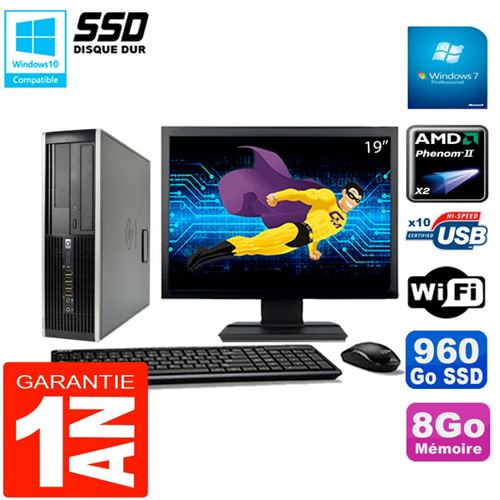 Pc hp compaq 6005 pro sff ecran 19' amd phenom ii ram 8go 960 go ssd wifi w7 État correct - Hewlett-Packard reconditionné disponible sur Fnac