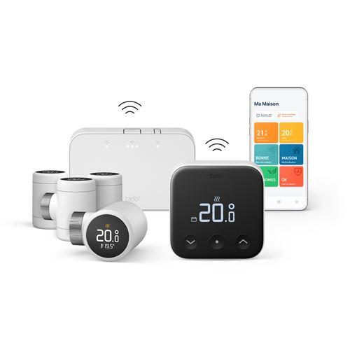 Acheter Kit de démarrage thermostat connecté sans fil Tado X Noir et blanc + 4 têtes thermostatiques État correct - 214,99 € Kit de démarrage thermostat connecté sans fil Tado X Noir et blanc + 4 têtes thermostatiques État correct - Tado° reconditionné disponible sur Fnac
