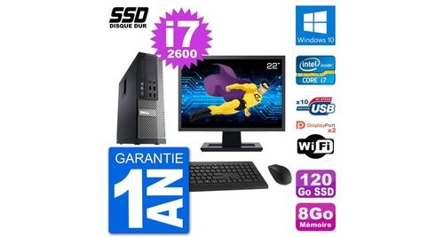 Pc dell 7010 sff ecran 22"" intel core i7-2600 ram 8go ssd 120go windows 10 wifi État correct - N/A reconditionné disponible sur Fnac