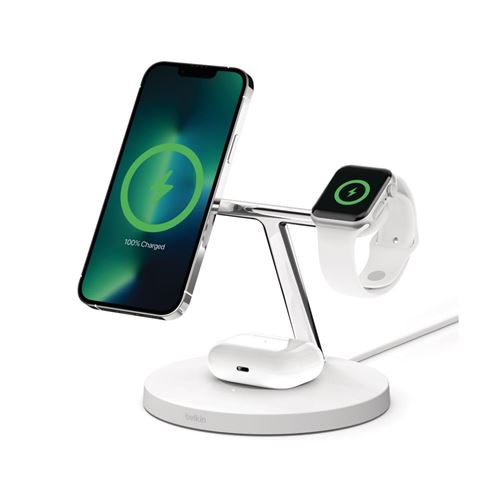 Acheter Support de chargement sans fil 3 en 1 Belkin Boost Charge PRO 15 Watt avec MagSafe Blanc État correct - 122,99 € Support de chargement sans fil 3 en 1 Belkin Boost Charge PRO 15 Watt avec MagSafe Blanc État correct - Belkin reconditionné disponible sur Fnac