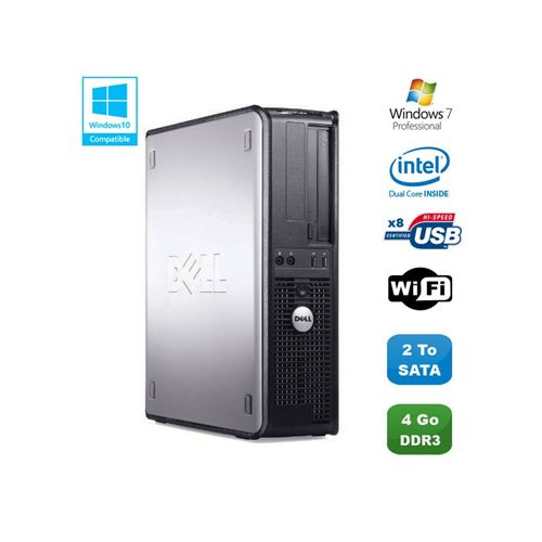 Pc dell optiplex 780 dt pentium d e5200 2,5ghz 4go ddr3 2to wifi win 7 pro État correct - Dell reconditionné disponible sur Fnac