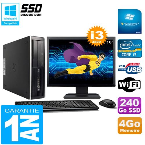 Pc hp compaq pro 6300 sff i3-3220 4go 240go ssd graveur dvd wifi w7 ecran 19' État correct - Hewlett-Packard reconditionné disponible sur Fnac