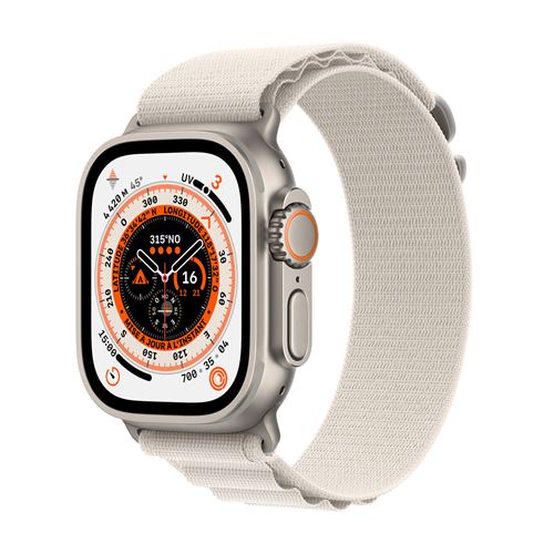 Apple Watch Ultra + Cellular, boîtier Titane 49mm avec Boucle Alpine Lumière Stellaire Taille M État correct - Apple reconditionné disponible sur Fnac
