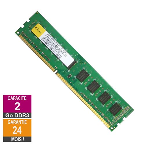 Barrette Mémoire 2Go RAM DDR3 Elixir M2Y2G64CB8HC5N-CG DIMM PC3-10600U 2Rx8 État correct - N/A reconditionné disponible sur Fnac