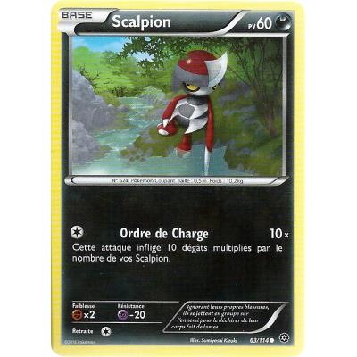 Carte Pokemon - XY11- Offensive vapeur - Scalpion - PV 60 - 63/114 - Commune - VF État correct - Asmodee reconditionné disponible sur Fnac
