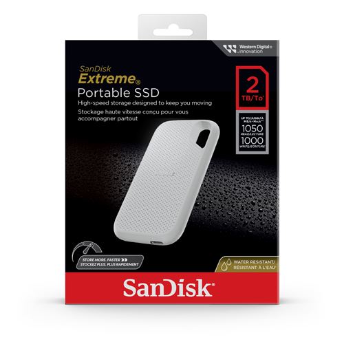 Disque SSD externe SanDisk Extreme 2 To Blanc État correct - SanDisk reconditionné disponible sur Fnac