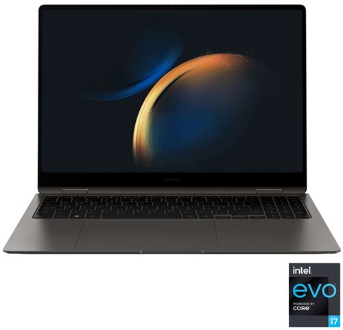 Samsung Galaxy Book3 Pro 360 - Conception inclinable - Intel Core i7 - 1360P / jusqu'à 5 GHz - Evo - Win 11 Home - Carte graphique Intel Iris Xe - 16 Go RAM - 512 Go SSD NVMe - 16"" AMOLED écran tactile 2880 x 1800 (WQXGA+) @ 120 Hz - Wi-Fi 6E - graphite État correct - Samsung reconditionné disponible sur Fnac