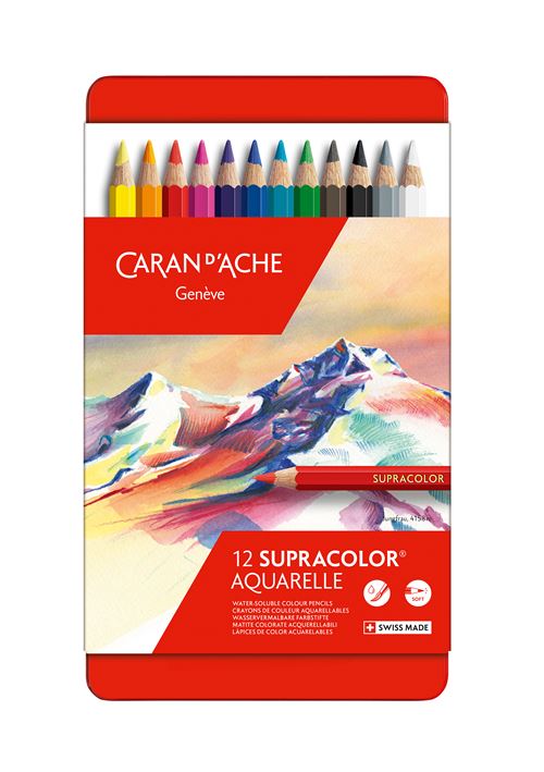 Boîte métal 12 crayons Caran d'Ache Aquarellable Supracolor État correct - Caran d'Ache reconditionné disponible sur Fnac